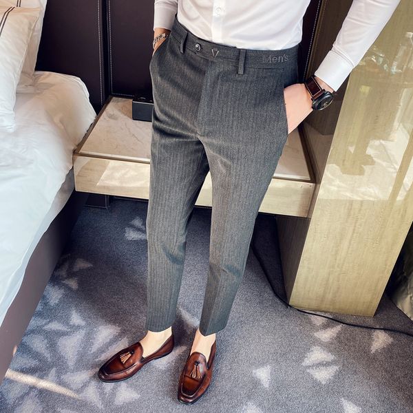 

men's suits & blazers 2021 casual pants black gray business dress slim fit classic formal for men streetwear office social trousers, White;black