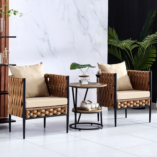 

Outdoor rattan chairs leisure tables and chairs creative courtyard indoor balcony rattan sofa garden chairs small coffee table set of three