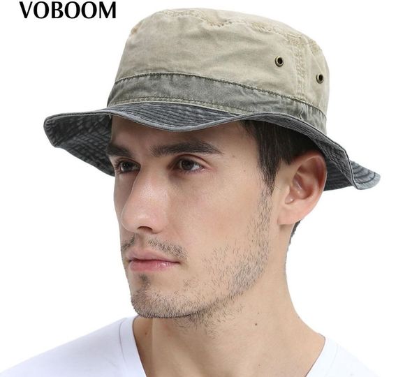 

VOBOOM Men's Bob Summer Panama Bucket Hats Outdoor Fishing Wide Brim Hat UV Protection Cap Men Sombrero Gorro Sun for Male 139 T200104