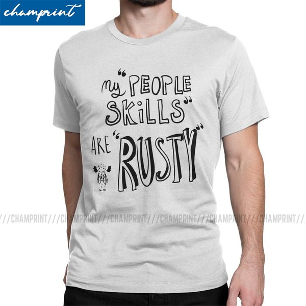 

men's my people skills are rusty t shirts castiel supernatural clothes novelty short sleeve o neck tee shirt graphic t-shirt