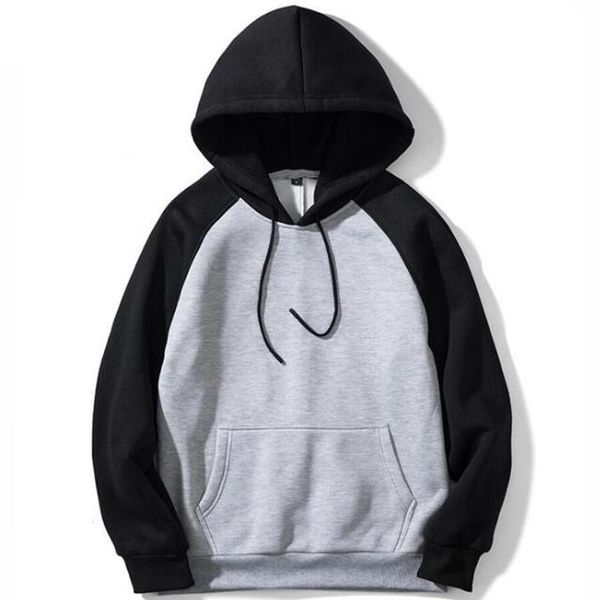 

2020 men's hooides thick clothes winter long sleeve sweatshirts men hip hop streetwear patchwork fleece hoodie man clothing, Black