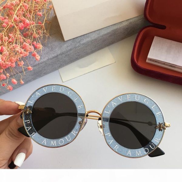 

luxury 0113s sunglasses for women designer fashion 0113 round summer style white pink frame uv protection lens come with case, White;black
