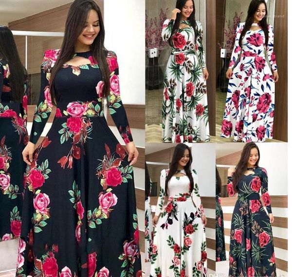 

clothing 5xl plus size women flower long dress summer 2020 spring new casual prom dresses plus size women, Black;gray