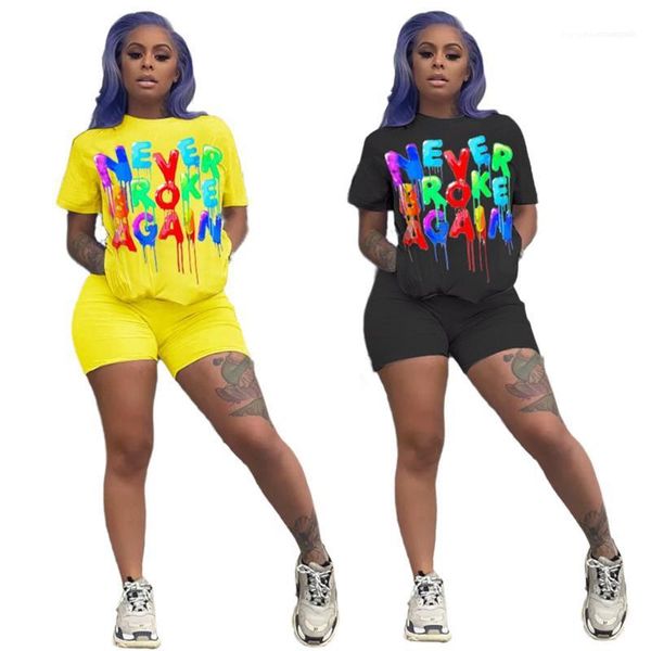 

shorts clothing sets designer high waist tracksuits women summer colorful letters 2pcs running suits pullover, Gray