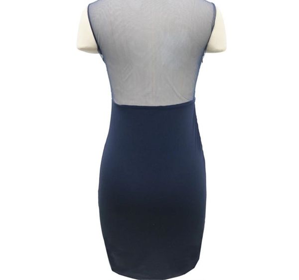 

blue lace patchwork pencil dress women sleeveless slim ol office work business dress elegant party dresses002, Black;gray