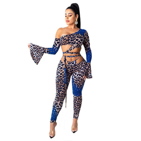

women's tracksuits felyn 2021 quality 2 pcs women set print bare shoulder long sleeve pants summer sweatsuits, Gray