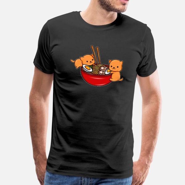 

kawaii cat eating noodles japanese kitten for an t shirt men loose cotton o-neck normal loose new style summer kawaii shirt