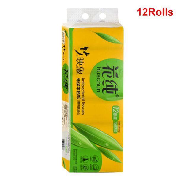 

12rolls bamboo целлюлозно soft гладкая туалетная бумага coreless младенца 4 слоя нет fragrance