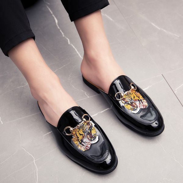 

2020 slippes for men genuine leather men slippers super popular fashionable casual couples shoes zapatillas hombre, Black