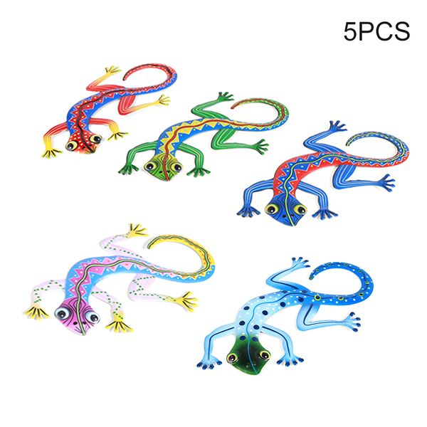 

5pcs/set 12x7inch patio lawn home decor outdoor backyard wall hanging iron gecko