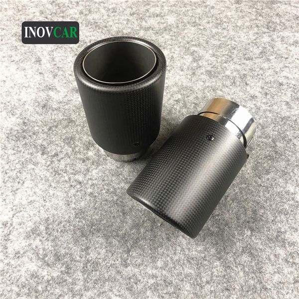 

1 pcs car universal stainless steel exhaust pipe auto matte carbon fiber single back exhaust muffler tips