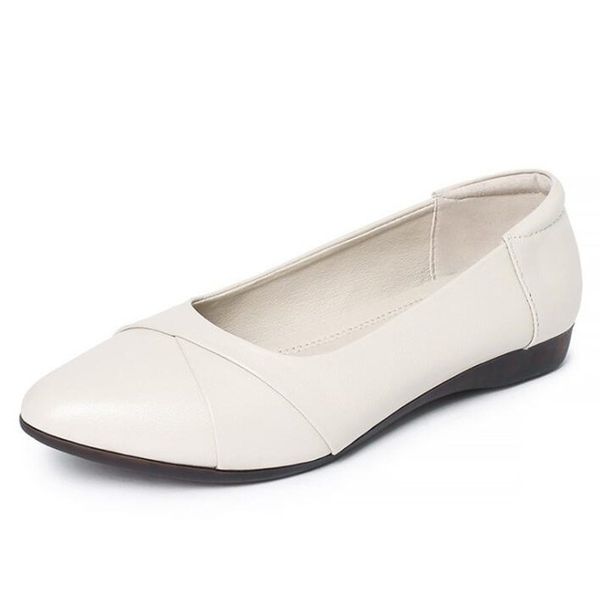 

2020 новая весна top soft коровьей плоские туфли мода повседневная обувь женщины из натуральной кожи comfort wear женщины большой размер, Black