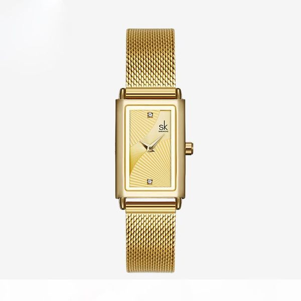 

shengke ladies dress watch fashion quartz wristwatch analog dial stainless steel strap 001 simple style women wristwatch, Slivery;brown