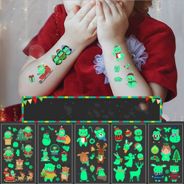 

xmas luminous waterproof tattoo sticker body art fluorescent temporary tattoo sticker halloween decal kids cartoon face tattoo e92703