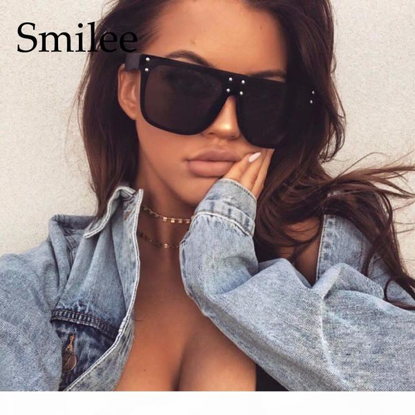 

oversized sunglasses women fashion 2018 black square flat sunglasses rivet big frame male shades lunette femme sunnies uv400, White;black