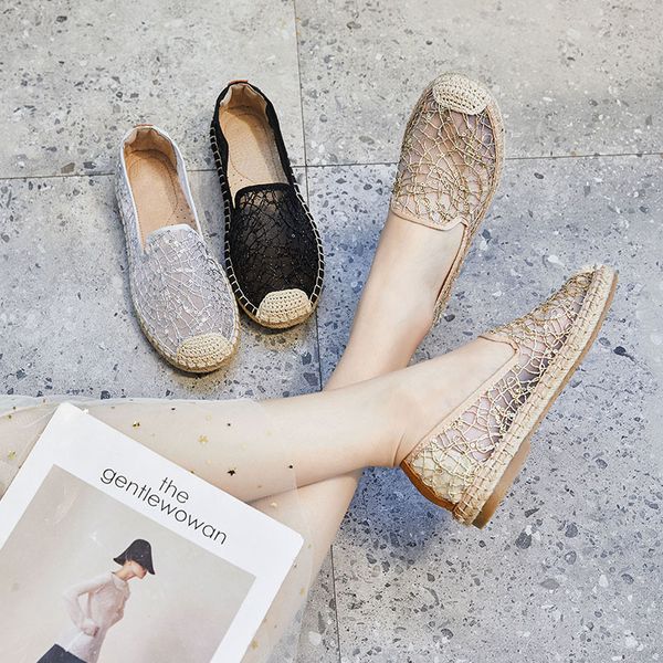 

2020 women's shoes heavy handmade shoes women's hollow breathable lace sequins little fairy single, Black