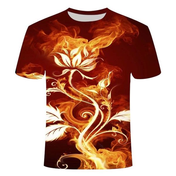 

new camiseta streatwear cloth blue red flaming summer 3d print shirts hippie harajuku graphic men clothing