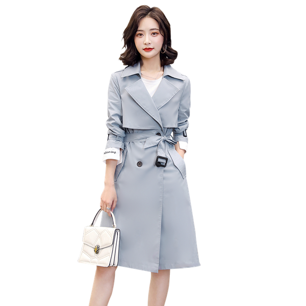 

windbreaker jacket women's medium long spring 2020 new fashion high-end slim british style spring autumn popular overcoat, Tan;black