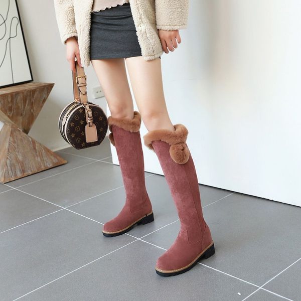 

plus size 9 10 11 12 boots women woman winter boots women shoes botas turn the ball socket flat bottom, Black
