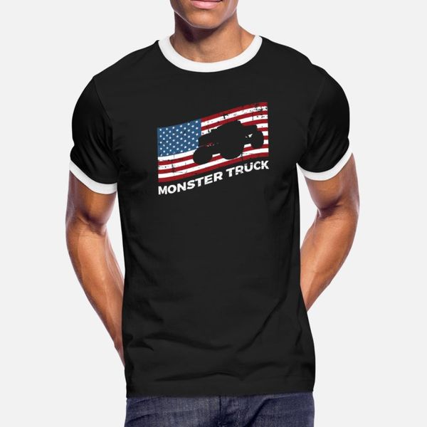 

usa flag monster truck stunt show car tuning t shirt men customized 100% cotton round collar cool sunlight comfortable spring vintage shirt