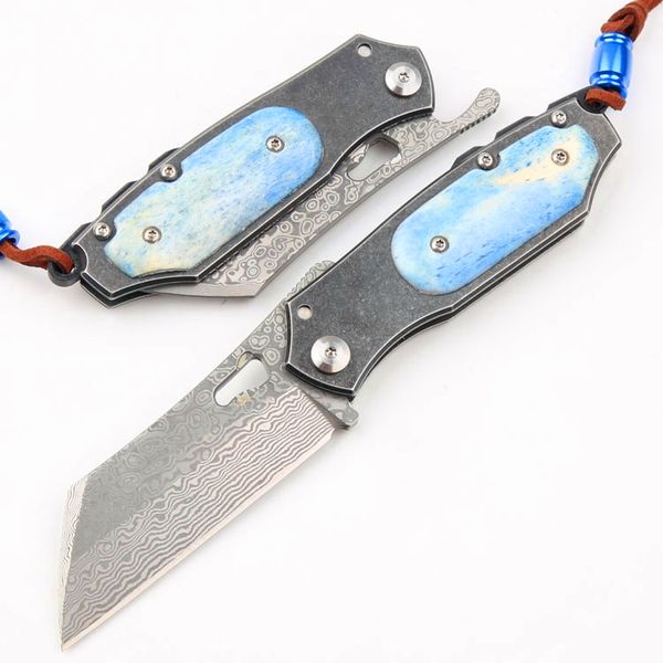 Шарикоподшипник Damascus складной нож VG10-Damascus Steel Tanto Point Bone + Conse + нержавеющая ручка EDC карманные ножи