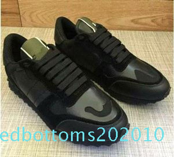 

size 35-46 women/men casual shoes camouflage genuine leather lace up couple star shoes rivets flat shoes r10, Black