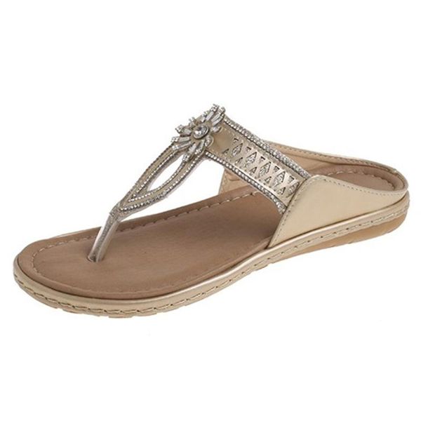 

sagace slippers women bohemian rhinestone slippers 2020 new women new anti-slip bohemian fashion flat bottom flip flops flower, Black