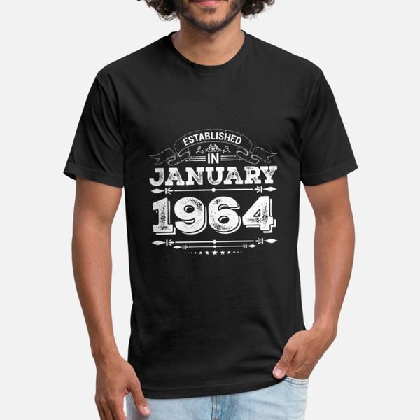 

established in january 1964 t shirt men character 100% cotton o-neck formal sunlight building spring autumn outfit shirt, White;black