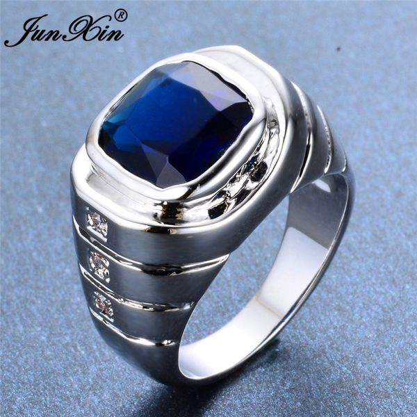 

male female crystal white blue stone ring fashion silver color simple design finger ring vintage wedding rings for men and women, Golden;silver