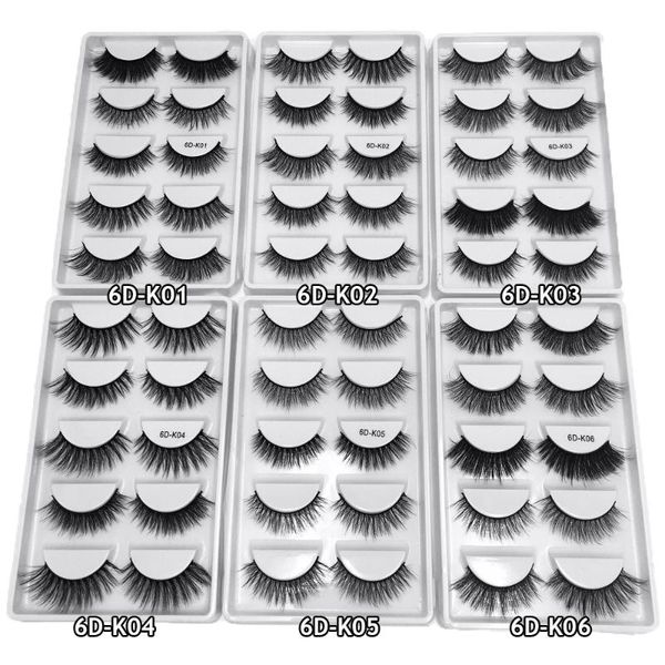 

5 pairs 6d faux mink hair false eyelashes natural long wispy fluffy eyelashes extension handmade black makeup eye lashes