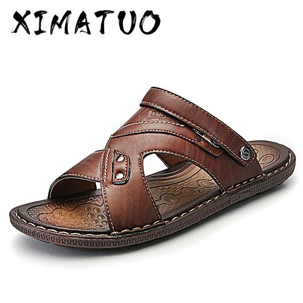 

new summer sandals men leather shoes men sandals beach shoes big size 2020 fashion, Black