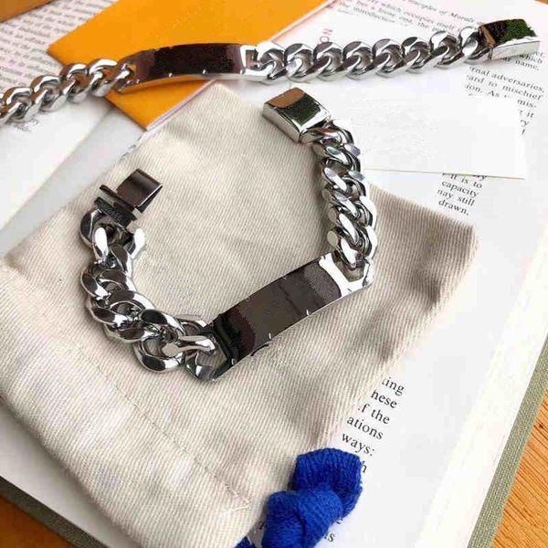 

2020 silver color men women iced out stainless steel l women bracelets fashion rhinestone miami cuban link chain v bracelet(no box, Black