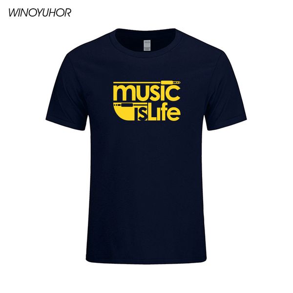 

music is life letter printed t shirts men funny headphone t-shirt summer casual short sleeve cotton music teacher tees