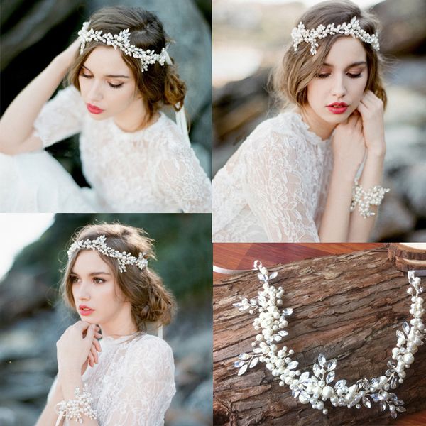 

jonnafe handmade crystal bridal headband tiara silver wedding hair accessories elegant headpiece pearls women hair jewelry, White;golden