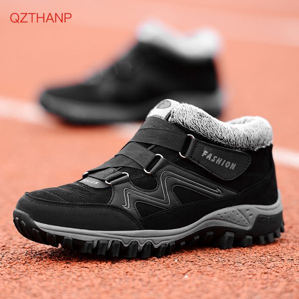 

2020 men boots winter warm snow boots work shoes men footwear fashion rubber ankle shoes winter outdoor casual breathable, Black