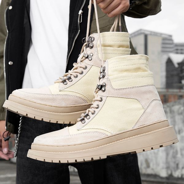 

mens flat 2020 sneaker boots man shoe high leather sneakers mens highhigh sports ocio tenis fashion casual men shoes top, Black