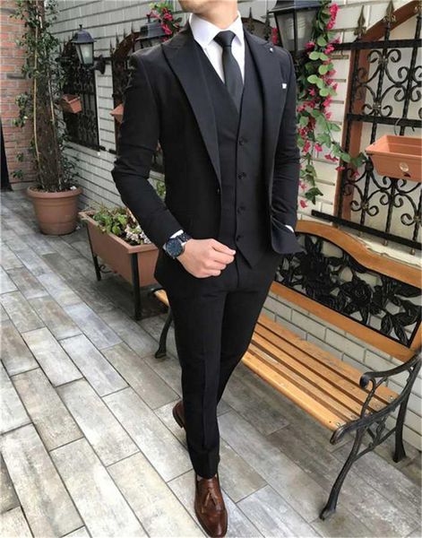

groom tuxedos peak lapel men suits black groomsmen wedding/prom/dinner man blazer( jacket+pants+vest+tie ) m1492, Black;gray
