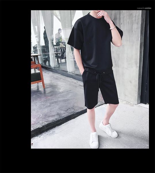 

шорты мужские спортивные костюмы мода бег лето с коротким рукавом свободные одежда mens сплошной цвет костюмы o шеи, Gray