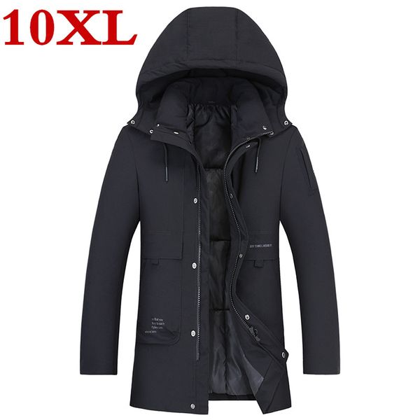 

men's down & parkas plus size 10xl 9xl winter for jacket hooded brand casual men warm cotton-padded clothes coat, Black
