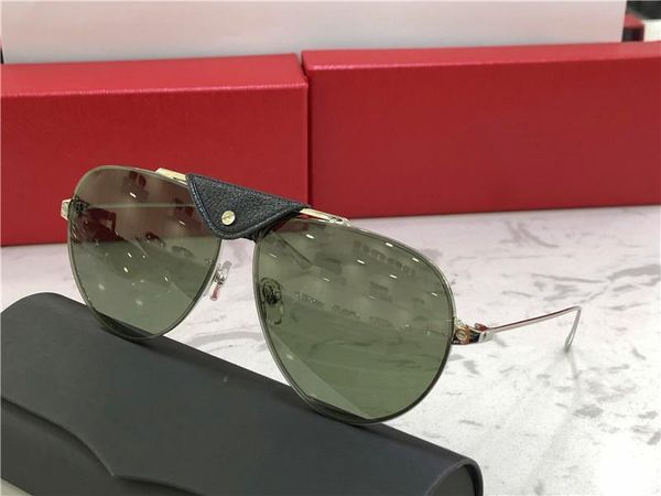 

new fashion designer sunglasses 0196 retro pilot metal frame with leather retro avant-garde simple pop style wholesale eyewear