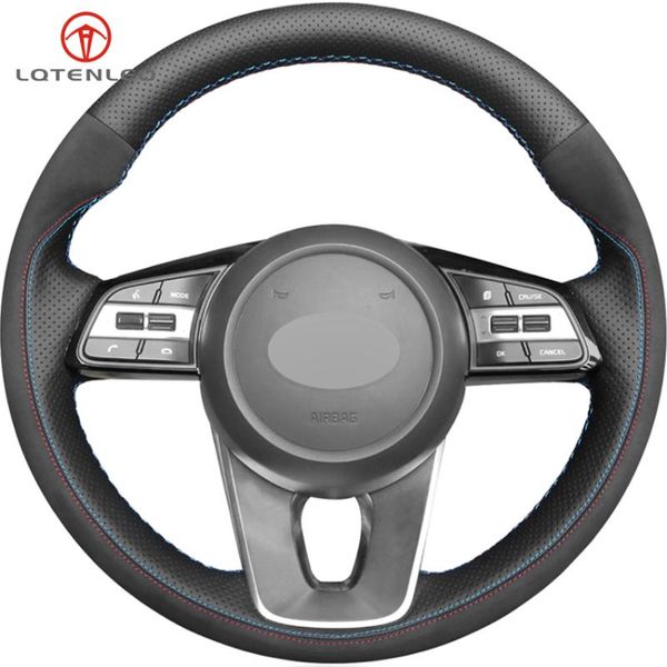 

lqtenleo black suede leather steering wheel cover for kia k5 optima 2020 2020 sportage 3 2020-2020 forte ceed cee'd 2020-2020