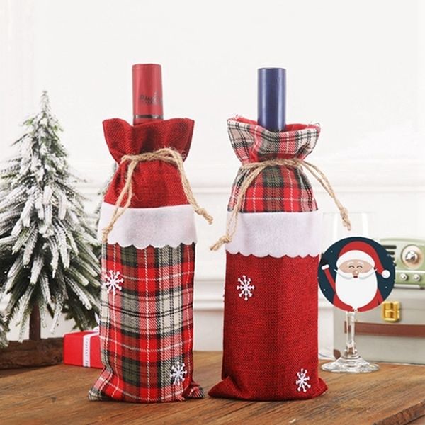 

christmas wine bottle cover wine champagne bottle bag plaid for party home decor christmas decorations supplies botella de vino