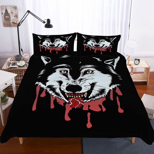 

bedding sets complete double bed duvet cover 3d black wolf printed clothes for with pillowcases king single size