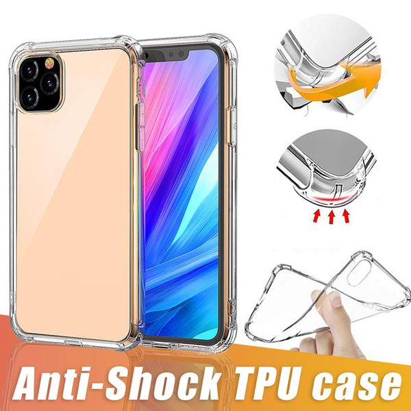 1mm Capas de TPU transparentes macios para iPhone 13 12 Pro Max Xs 8 Plus Samsung Nota 20 A21S S22 Plus A53 Captura de proteção clara à prova de choque com saco de opp