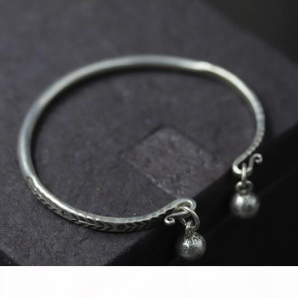 

luxury jewelry s925 sterling silver bracelets leaves open simple bangles for women classic fashion of shipping, Black