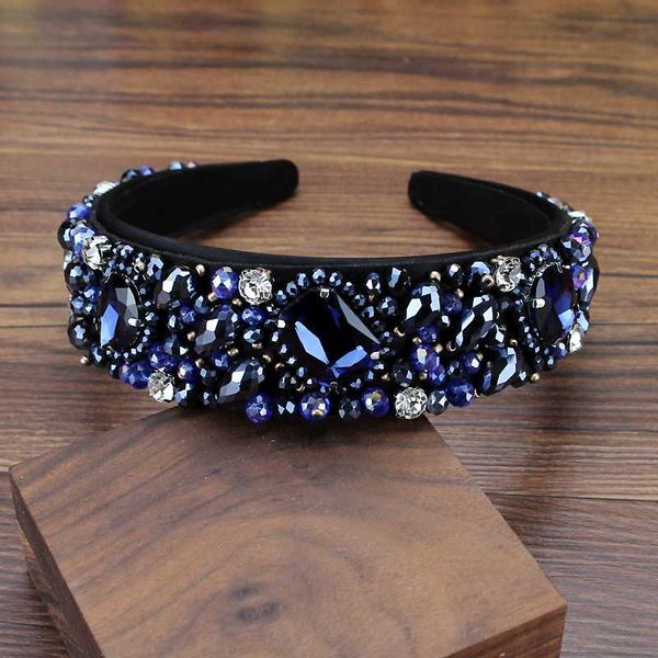 

ручной работы в стиле барокко оголовье свадебные невесты кристалл hairband полный синий rhinestone дамы элегантный бисера pearl аксессуары д, Golden;silver