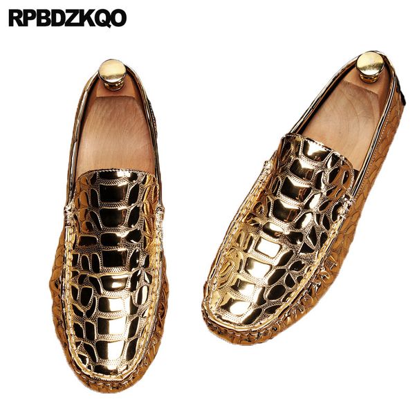 

latest footwear fashion patent leather shoes brand silver gold driving black flats loafers men runway cow skin elevator luxury