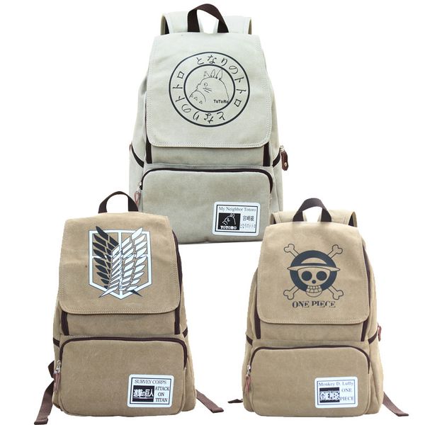 

anime one piece naruto totoro attack on titan fairy tail cosplay canvas backpack school shoulder bags travel rucksack