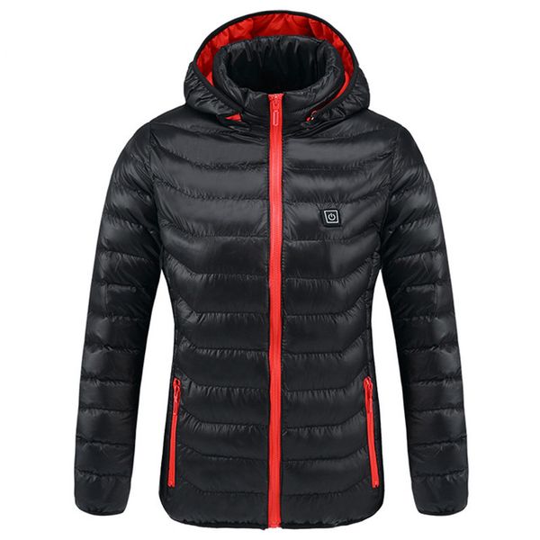 

outdoor hooded heated jackets women men intelligent winter waterproof jackets thermal warm usb heating quickly hiking, Blue;black