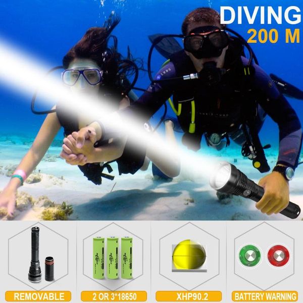 

flashlights torches 200m profession xhp90 led diving xhp70 dive torch ixp8 for 26650 18650 deep sea lantern